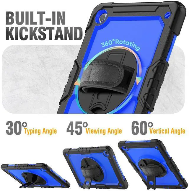 Alt view image 4 of 5 - HXCASEAC Case for Samsung Galaxy Tab A8 10.5 inch, Protective with Screen Protector/Hand Strap/Pen Holder, Sturdy Shockproof A8 Tablet Case 2022 SM-X200/X205/X20 - Blue