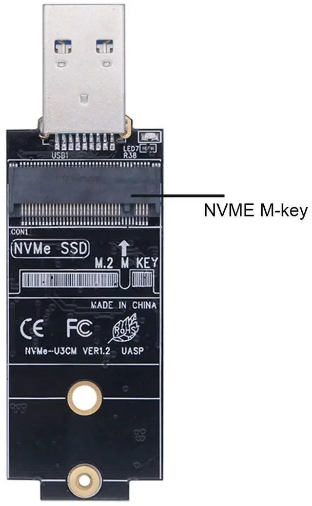 Alt view image 4 of 5 - NFHK USB 3.1 Gen2 10Gbps to NVME PCI-E M-Key Solid State Drive External Enclosure 2230/2242mm