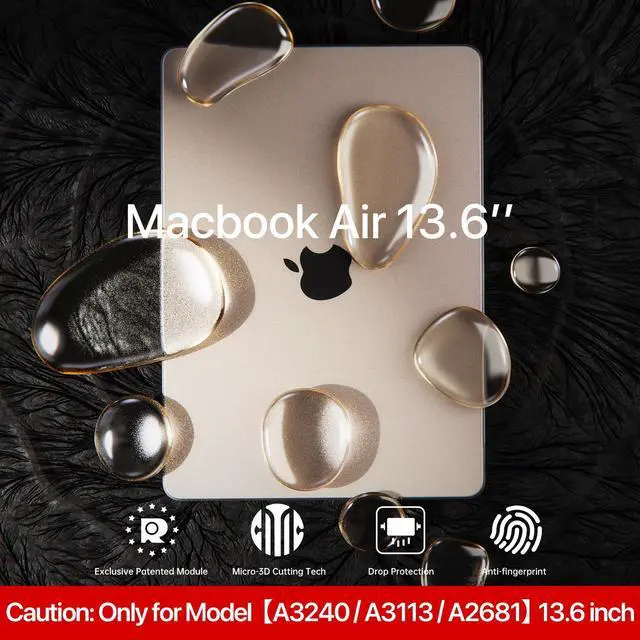 Alt view image 2 of 5 - Soonjet for MacBook Air 13.6 inch Case M4 M3 M2 2025 2024-2022 Model A3240 A3113 A2681, Sturdy Protective Hard Shell Case + Translucent Keyboard Cover for MacBook Air 13 inch - Starlight Clear