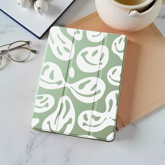 Alt view image 2 of 5 - Idocolors Funny Ghost Face Pad Case for 10.2 Inch iPad 9th/7th/8th Generation, Clear TPU Triple Adjustable Stand Back Cover with Pencil Holder, Auto Wake/Sleep iPad 2021/2020/2019 Case