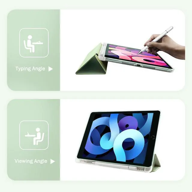 Alt view image 4 of 5 - Idocolors Funny Ghost Face Pad Case for 10.2 Inch iPad 9th/7th/8th Generation, Clear TPU Triple Adjustable Stand Back Cover with Pencil Holder, Auto Wake/Sleep iPad 2021/2020/2019 Case