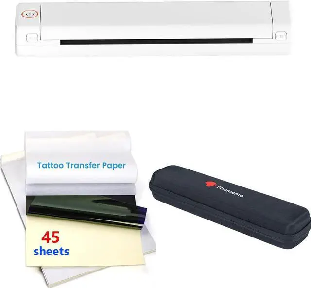 Main image of Phomemo M08F Tattoo Stencil Printer with 45Pcs Tattoo Stencil Paper & 1Storage Case, Compatible with Phone, Tablet & PC, Gift for Tattoo Artists, Tattoo Beginners & Tattoo Studio, White and Orange