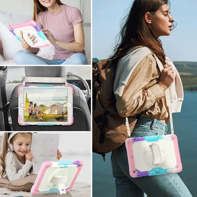 Alt view image 2 of 5 - HXCASEAC Case for iPad 9th/8th/7th Generation 10.2 inch, with Pencil Holder, Screen Protector, Hand Strap, Heavy Duty Protective for iPad 9/8/7 Case 10.2-inch 2021/2020/2019, Black