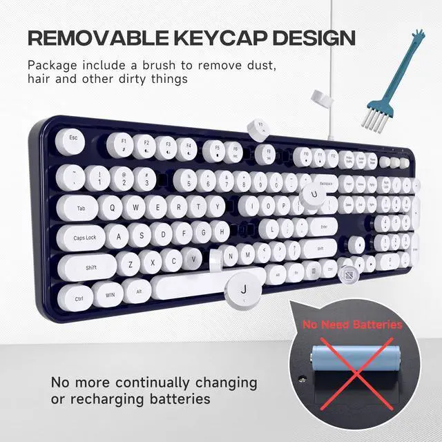 Alt view image 3 of 5 - Dilter Wired Keyboard, 104 Keys Full-Sized Typewriter Keyboards, USB Plug and Play Office Keyboard with Number Pad, Caps Indicators, Foldable Stands for Windows, PC, Laptop, Desktop (Black)
