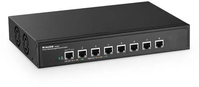 Main image of MokerLink 8 Port 10G Unmanaged Ethernet Switch, 10G/5G/2.5G/1G Auto-Adaptive, Plug and Play, Metal Desktop|Rackmount Network Switch