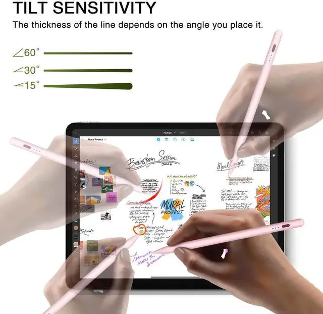 Alt view image 5 of 5 - Pen for iPad 2018-2025, HATOKU 15 Mins Fast Charging Pencil 1st Gen with Tilt & Palm Rejection Compatible with iPad Air 3/4/5/M2/M3, iPad mini 5/6, iPad 6/7/8/9/10/11, iPad Pro 11"/12.9"/M4 (Pink)