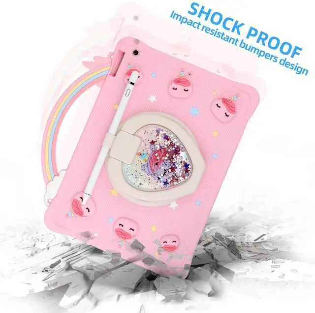 Alt view image 4 of 5 - [Super Cute Rainbow Handle Unicorn Case] Compatible with for Samsung Galaxy Tab A7 Lite 8.7'', Protective Cover for Galaxy Tab A7 Lite (2021) SM-T220/T225/T227 with 360° Rotating Stand (Pink)