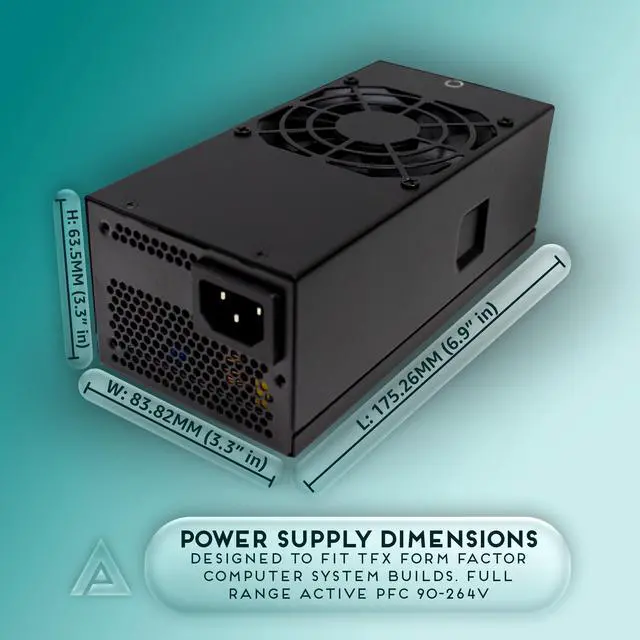 Alt view image 3 of 5 - Apevia TFX-PFC400W TFX 400W Fixed Cables, Full Range Active PFC Computer Power Supply