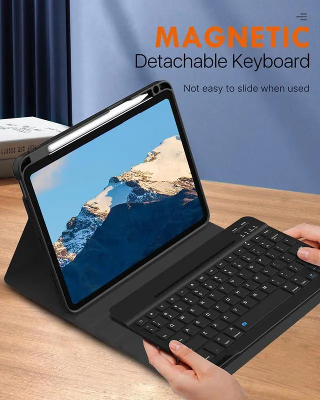 Alt view image 4 of 5 - MoKo for New iPad Air 11 Inch Case with Keyboard 2025/2024 Released, Magic Detachable Folio Keyboard Cover with Pencil Holder for iPad Air 7th/6th/5th/4th Generation, Space Gray