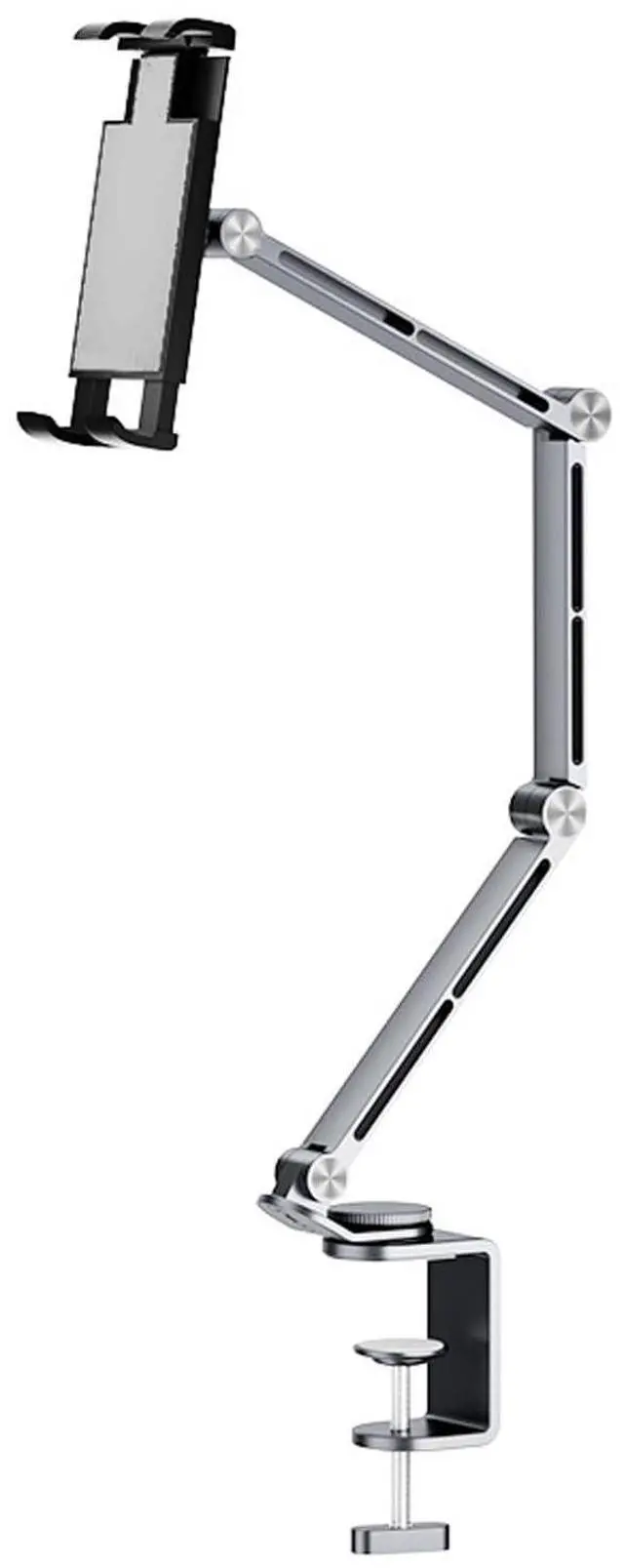 Main image of Rotatable Holder Stand Tablet Holder Multi-Angle Design Phone Clip Swivel Mount Desktop Aluminum Alloy Cantilever Bed Desk Home Live Folding Bracket Compatible with 4"-13" Phone Tablet (Gray)