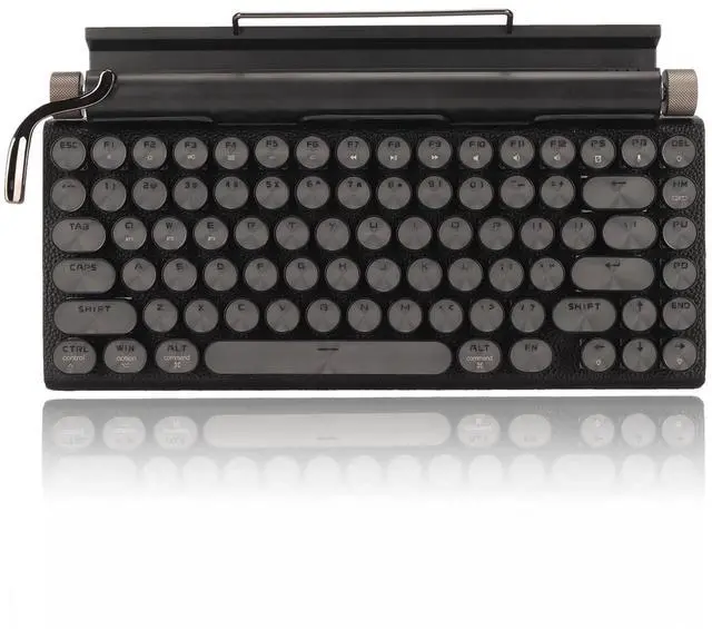 Main image of Retro Typewriter Keyboard, Typewriter Keyboard, RGB Retro Bluetooth Aesthetic Keyboard for PC Laptop Phone, Three Mode Connection (Black)
