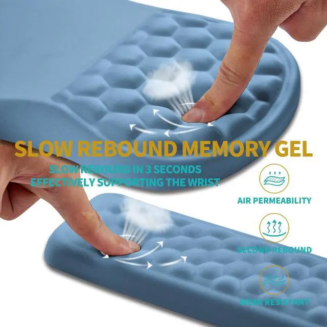 Alt view image 3 of 5 - Hokafenle 2 in 1 Ergonomic Mouse Pad Wrist Support & Wrist Rest for Computer Keyboard Set, with Relieve Carpal Tunnel Pain Massage Bulge and Full Memory Gel Design (2In1 Set, Lake Blue)