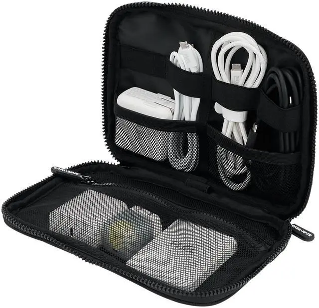 Alt view image 2 of 5 - Case-Mate Electronic Organizer Travel Case - Portable Tech Travel Pouch w/Multiple Storage Mesh Pockets for Cable, Cord, Charger, Power Bank, Airpods - Airplane Essentials Bag - Black