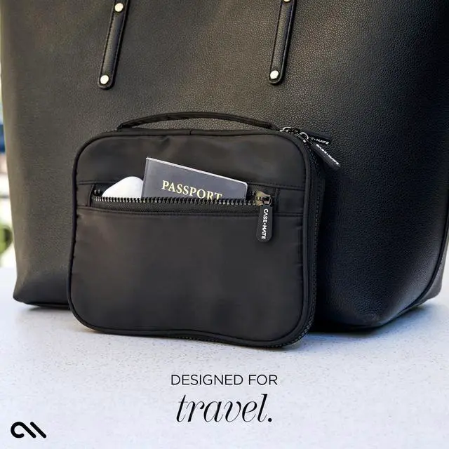 Alt view image 5 of 5 - Case-Mate Electronic Organizer Travel Case - Portable Tech Travel Pouch w/Multiple Storage Mesh Pockets for Cable, Cord, Charger, Power Bank, Airpods - Airplane Essentials Bag - Black