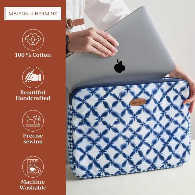 Alt view image 2 of 5 - Maison d'Hermine Laptop Sleeve Upto 15.6 inch Stain and Water Repellent Cotton Canvas - Shibori