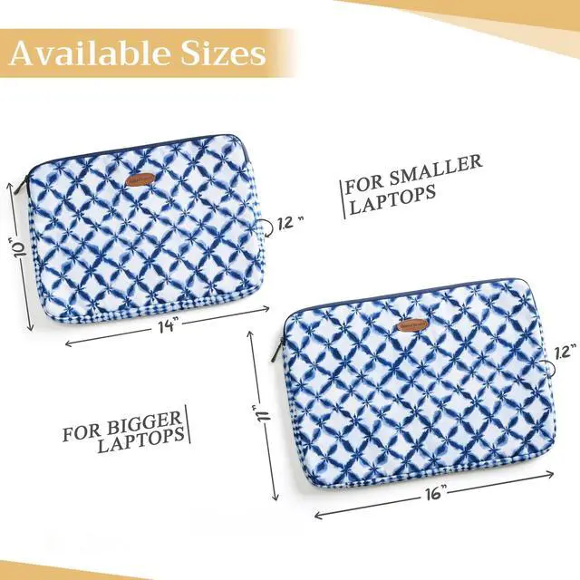 Alt view image 3 of 5 - Maison d'Hermine Laptop Sleeve Upto 15.6 inch Stain and Water Repellent Cotton Canvas - Shibori