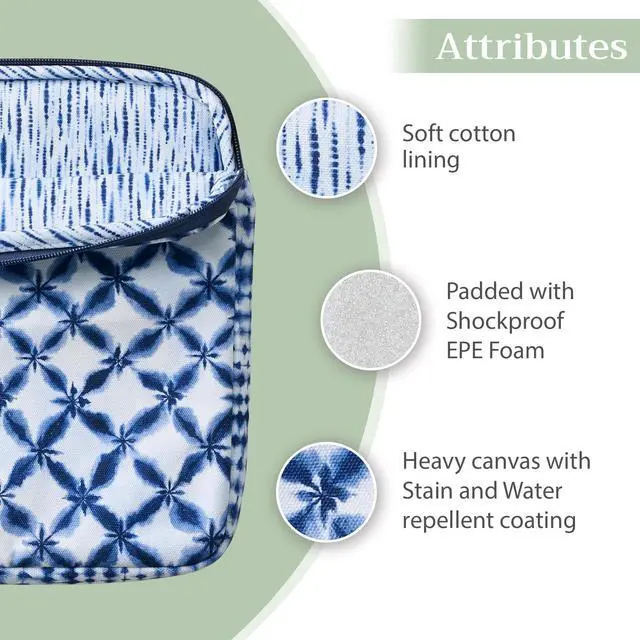 Alt view image 4 of 5 - Maison d'Hermine Laptop Sleeve Upto 15.6 inch Stain and Water Repellent Cotton Canvas - Shibori