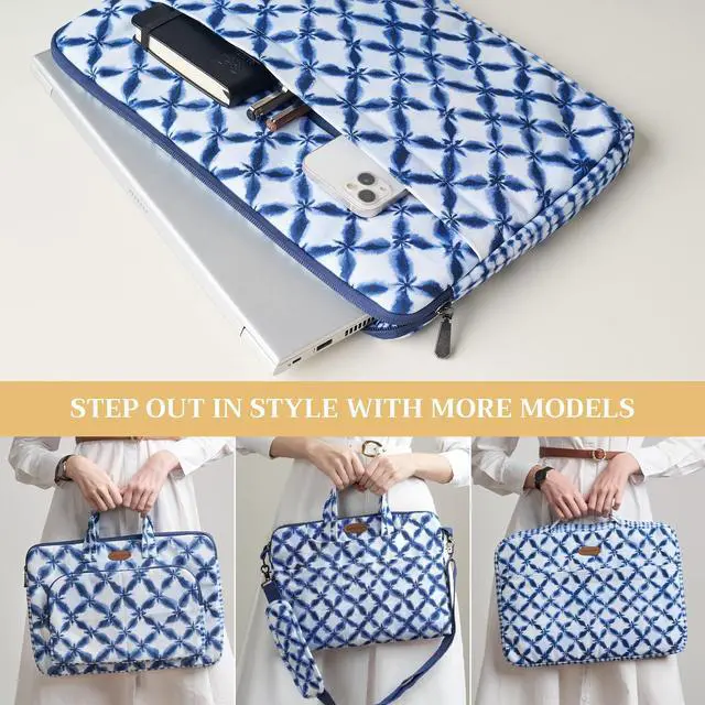 Alt view image 5 of 5 - Maison d'Hermine Laptop Sleeve Upto 15.6 inch Stain and Water Repellent Cotton Canvas - Shibori