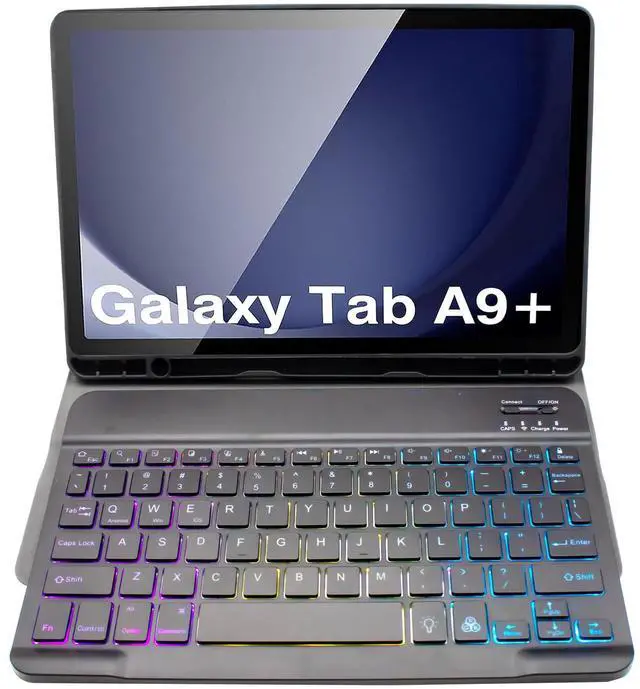 Alt view image 3 of 5 - GYSDCAZ Keyboard Case for Samsung Galaxy Tab A9 Plus 11 Inch (SM-X210/X216/X218),7 Color Backlight Keyboard with Dual Mode Wireless Mouse,Black