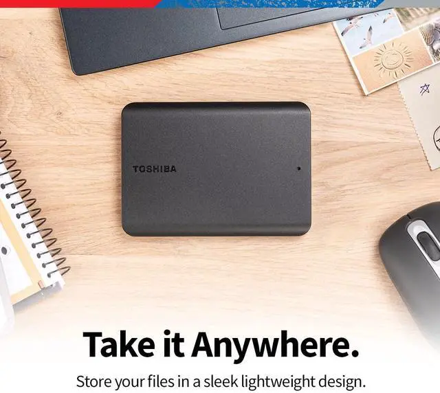 Alt view image 4 of 5 - Toshiba Canvio Basics 1TB Portable External Hard Drive USB 3.0, Black - HDTB510XK3AA