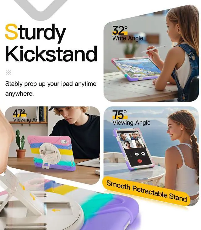 Alt view image 4 of 4 - BRAECN for iPad (A16) 11th/10th Generation case 11/10.9 inch 2025/2022 Heavy Duty Shockproof Protective with Pencil Holder Screen Protector 360°Rotating Stand Handle & Shoulder Strap Full Body Cover