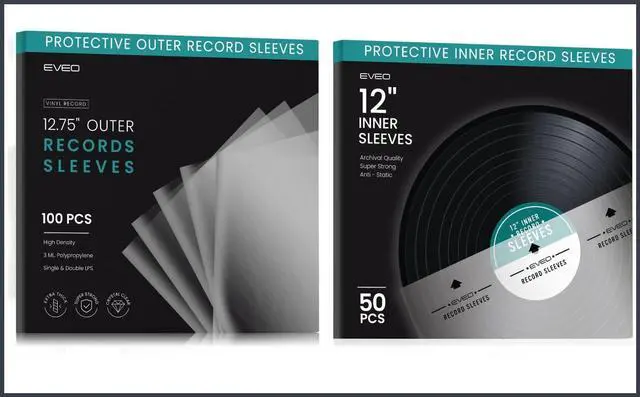 Main image of EVEO 50 Record Inner Sleeves + 100 Record Outer Sleeves