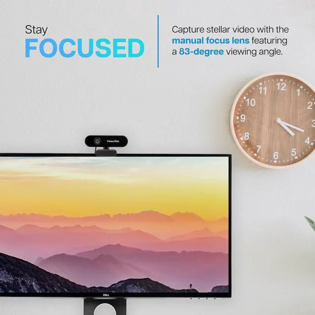 Alt view image 2 of 5 - VisionTek VTWC30 Premium Full HD (1080P 30FPS) Webcam, for Windows, Mac, Linux, & Chromebook with Digital Dual Microphones, Manual Focus Lens, Privacy Cover, 83-Degree Viewing Angle