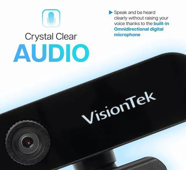 Alt view image 5 of 5 - VisionTek VTWC30 Premium Full HD (1080P 30FPS) Webcam, for Windows, Mac, Linux, & Chromebook with Digital Dual Microphones, Manual Focus Lens, Privacy Cover, 83-Degree Viewing Angle