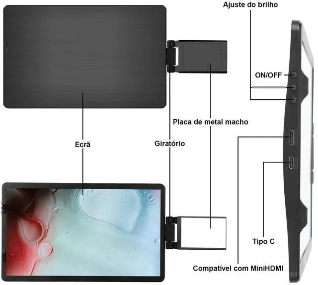 Alt view image 2 of 5 - Anvazise Laptop Monitor Extender, 14.1 inch Portable Dual Screen External Second Monitor 19201080 FHD IPS, USB-C/HDMI, Plug and Play for Laptop Notebook