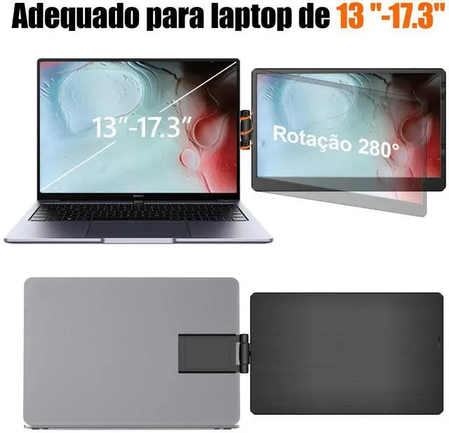 Alt view image 3 of 5 - Anvazise Laptop Monitor Extender, 14.1 inch Portable Dual Screen External Second Monitor 19201080 FHD IPS, USB-C/HDMI, Plug and Play for Laptop Notebook
