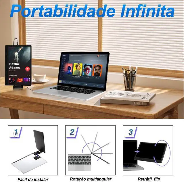 Alt view image 5 of 5 - Anvazise Laptop Monitor Extender, 14.1 inch Portable Dual Screen External Second Monitor 19201080 FHD IPS, USB-C/HDMI, Plug and Play for Laptop Notebook