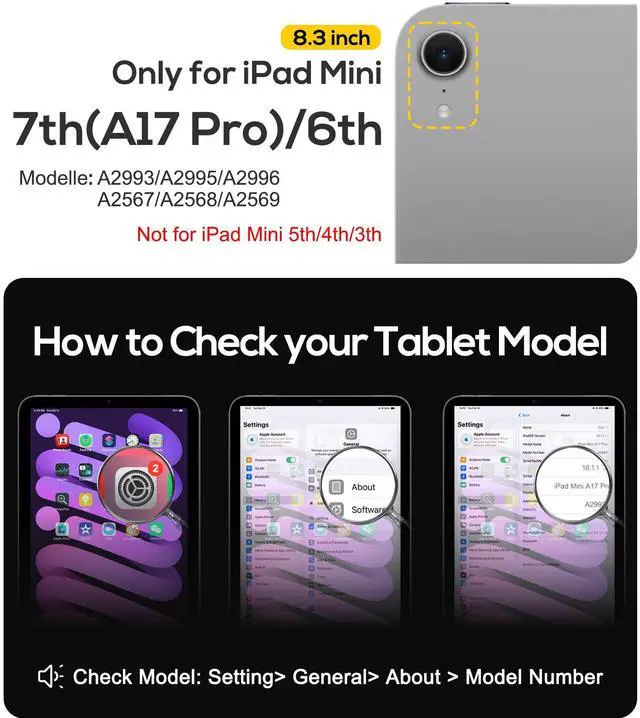 Alt view image 2 of 5 - BRAECN Case for iPad mini 7 (A17 Pro) 2024 / iPad mini 7th/6th Gen 8.3-Inch, Silicone Cover w/Screen Protector, Pencil Holder [Supports Pencil Charging], Kickstand, Handle Grip, Shoulder Strap, Black