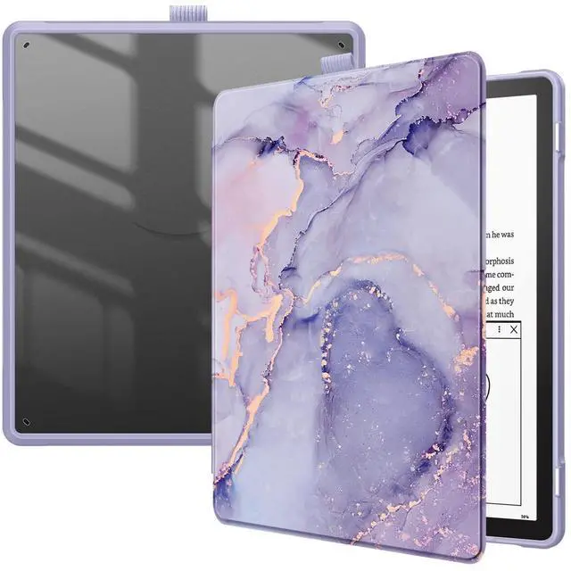Main image of Fintie Hybrid Case for Kindle Scribe (2024/2022 Release) - Slim Shockproof Cover Transparent Back Shell with Pencil Holder Auto Sleep/Wake for 10.2" Kindle Scribe 2022 & 2024 Releases, Lilac Marble