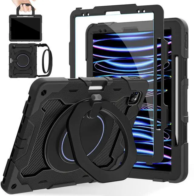 Main image of ROISKIN for iPad Pro 12.9 inch Case (6th/5th/4th/3rd generation)with Screen Protector for Kids, 360 Kickstand,Handle, Pencil Holder,Shoulder Strap[15ft Drop Protection]Heavy Duty Rugged 12.9 iPad Case