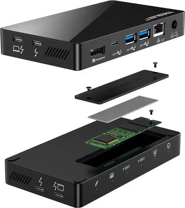 Alt view image 2 of 5 - Mini Dock Station, 8 in 1 USB4 Hub and SSD Enclosure, Compatible with Thunderbolt 3, Thunderbolt 4, 40Gbps to NVME M.2 2280 Hard Drive, 60W PD Charging for Mac Book and Windows OS