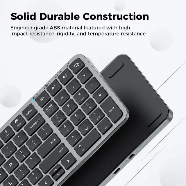 Alt view image 4 of 5 - iClever BK20 Bluetooth Keyboard, with Numeric Keypad, Multi-Device Rechargeable and Stable Connection Compact Size Wireless Keyboard for MacBook, Laptop, iPad, Tablet, Windows
