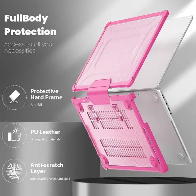 Alt view image 4 of 5 - Batianda for New MacBook Pro 14 inch Case 2024 M4 2023 M3 with M2 M1 Pro Max Chip- Full Protection Anti-Collision Design Foldable Stand TPU Bumper - Durable Scratch-Resistant Conjointly, Pink
