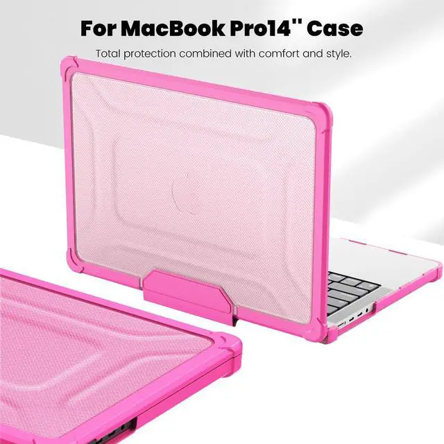 Alt view image 5 of 5 - Batianda for New MacBook Pro 14 inch Case 2024 M4 2023 M3 with M2 M1 Pro Max Chip- Full Protection Anti-Collision Design Foldable Stand TPU Bumper - Durable Scratch-Resistant Conjointly, Pink