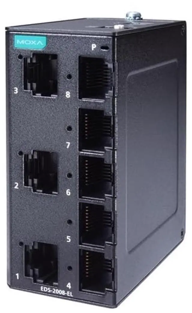 Alt view image 2 of 4 - MOXA EDS-2008-EL 8-Port Entry-Level Unmanaged Switch, 8 10/100BaseTX Ports, Metal housing, -10 to 60°C