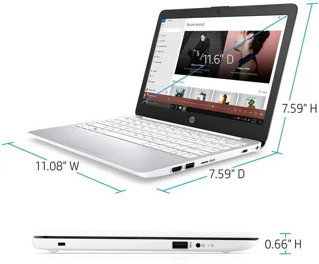 Alt view image 3 of 4 - HP Stream 11.6-inch HD Laptop, Intel Celeron N4000, 4 GB RAM, 32 GB eMMC, Windows 10 Home in S Mode with Office 365 Personal for 1 Year (11-ak0020nr, Diamond White)