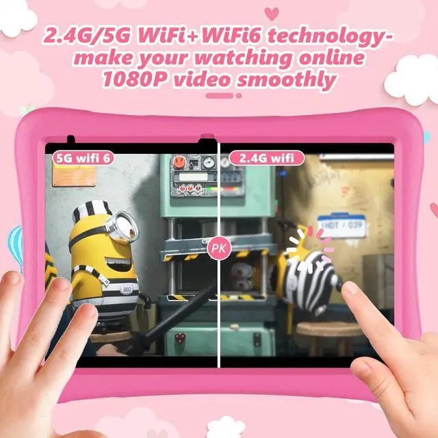 Alt view image 5 of 5 - KYASTER Kids Tablet, 10 inch HD Android 12 Toddler Tablets, Quad Core 1.8Ghz, 2GB DDR4, 7000mAh Battery, Dual Box Speakers, Parental Controls Games Learning Apps, EVA Shockproof Case