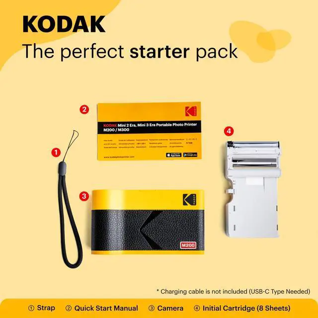 Alt view image 2 of 5 - KODAK Mini 2 ERA 4PASS Portable Photo Printer (Yellow, Printer + 8 Sheets)