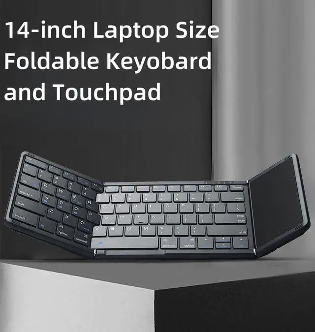 Alt view image 5 of 5 - OJelay Portable Pocket Laptop-Sized Foldable Bluetooth Keyboard with Touchpad - Wireless Mini Keyboard for Android, Windows, PC, Tablet