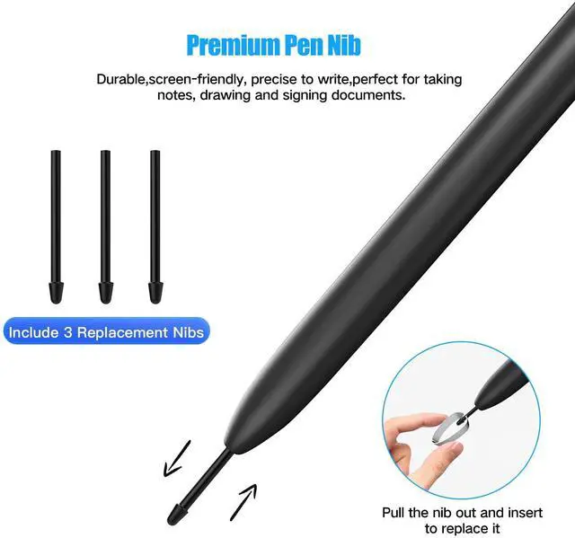 Alt view image 5 of 5 - Jvkzaen EMR Stylus Compatible with Remarkable 2, Replacement Digital Pen with Eraser, 4096 Pressure Levels, Tilt Support,Palm Rejection,Pencil Holder(3 Pen Tips)