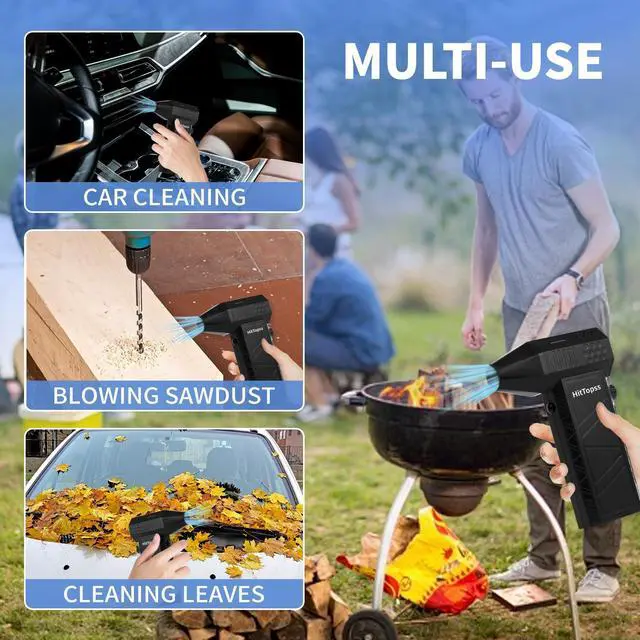 Alt view image 2 of 5 - Compressed Air Duster, HitTopss 130000RPM Mini Electric Air Duster, Adjustable Air Gear Jet Dry Air Blower Can with 2 Blowing Nozzles for Cleaning Car, PC Keyboard, Home and Outdoors
