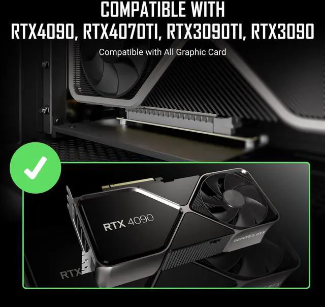 Alt view image 2 of 5 - Antec PCI-E 4.0 Riser Cable RTX4090 RX6950XT Tested PCIe 4.0 x16 High Speed Flexible Extender Card Extension Port 90 Degree Adapter Black 200mm Compatible with RTX4090, RTX4070ti, RTX3090ti, RTX3090