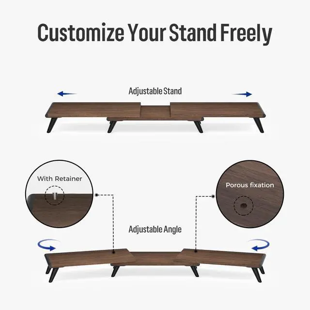 Alt view image 3 of 5 - loukin 17.32"*9.84" Dual Monitor Stand Riser for Desk (Brown) | 32"x14" Erasable Dry Erase Desk Mat