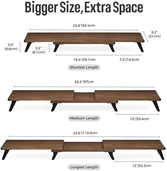 Alt view image 5 of 5 - loukin 17.32"*9.84" Dual Monitor Stand Riser for Desk (Brown) | 32"x14" Erasable Dry Erase Desk Mat