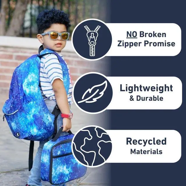 Alt view image 2 of 5 - Fenrici Galaxy Backpack for Boys, Girls, Teens, Boys' Pack for School, Kids' Bookbags with Padded Laptop Compartment, Space Backpack, Blue Galaxy, 17 Inch