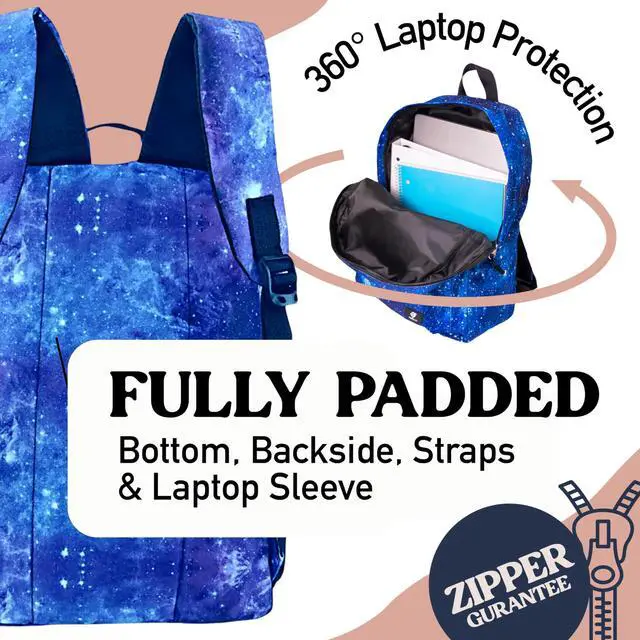 Alt view image 4 of 5 - Fenrici Galaxy Backpack for Boys, Girls, Teens, Boys' Pack for School, Kids' Bookbags with Padded Laptop Compartment, Space Backpack, Blue Galaxy, 17 Inch